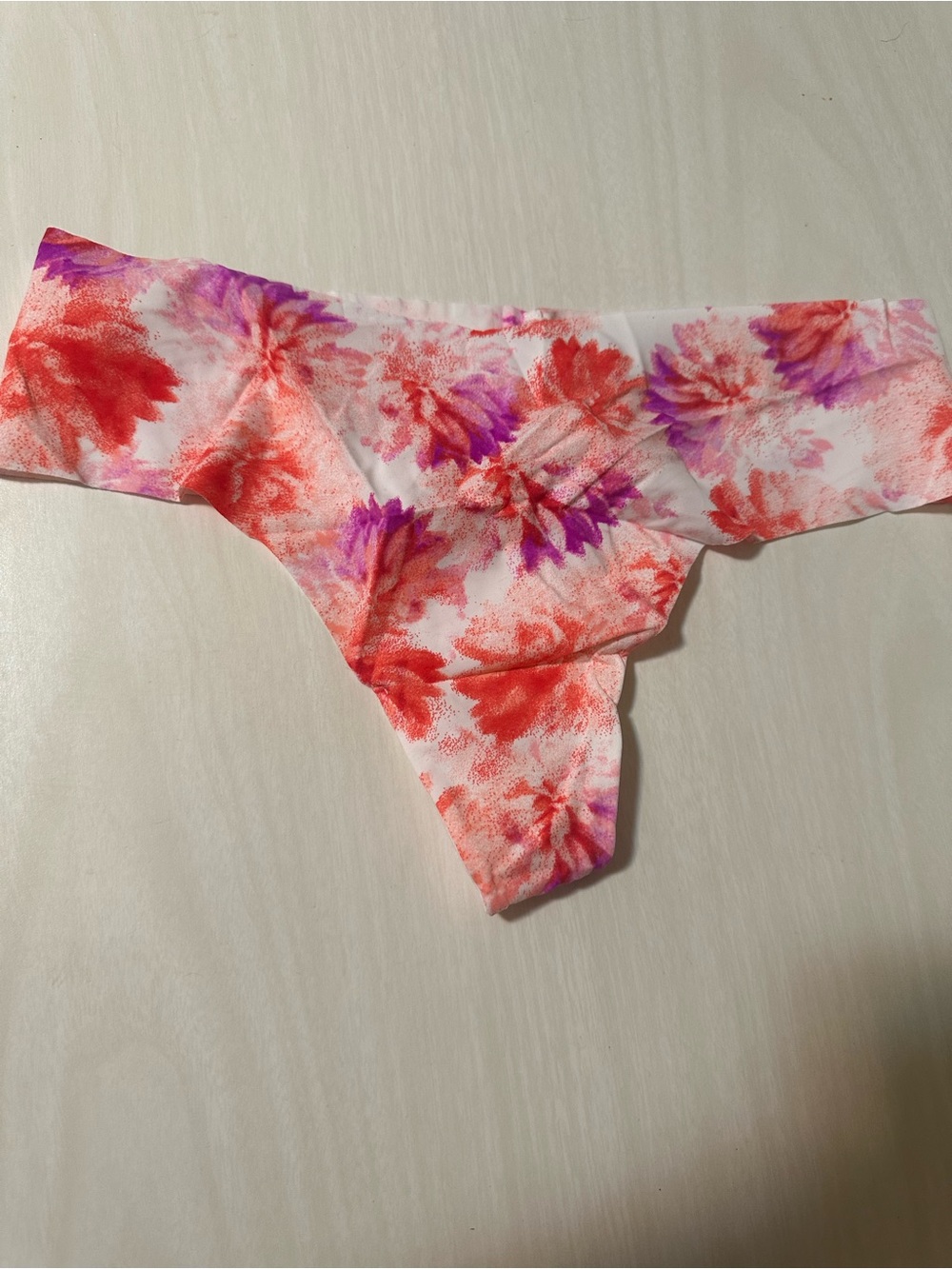 Victoria’s Secret Floral Print Seamless Thong Bottom - Pink & Red